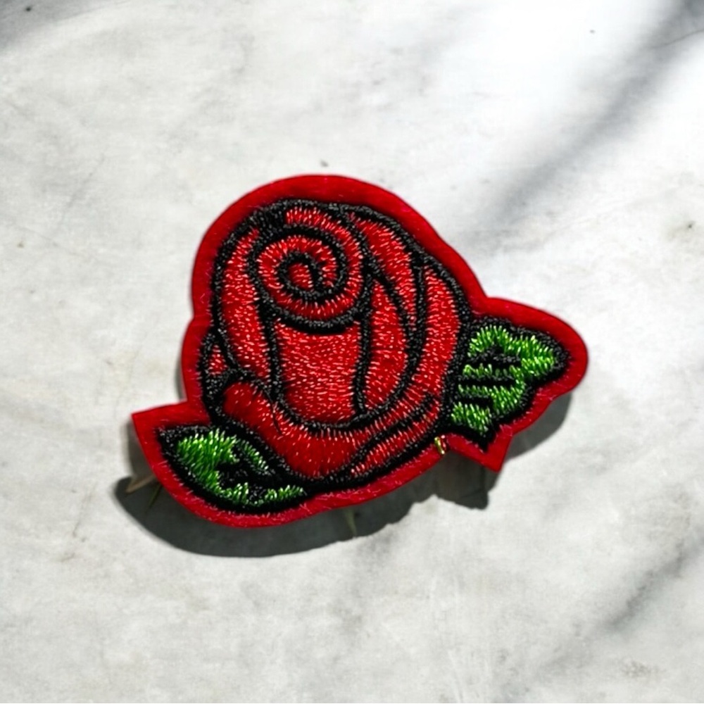 Red Rose Embroidered Patch